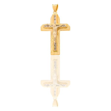 Ciondolo Oro Giallo Oro 18 carati  Croce Con Cristo Zirconi Bianchi
