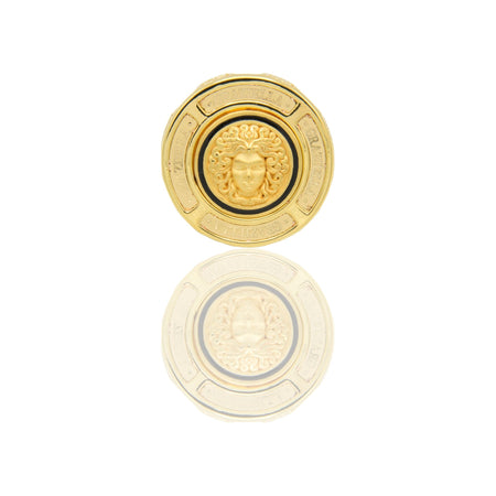 Anello Oro Giallo Oro 18 carati  Groumette  Volto Medusa Smalti nero