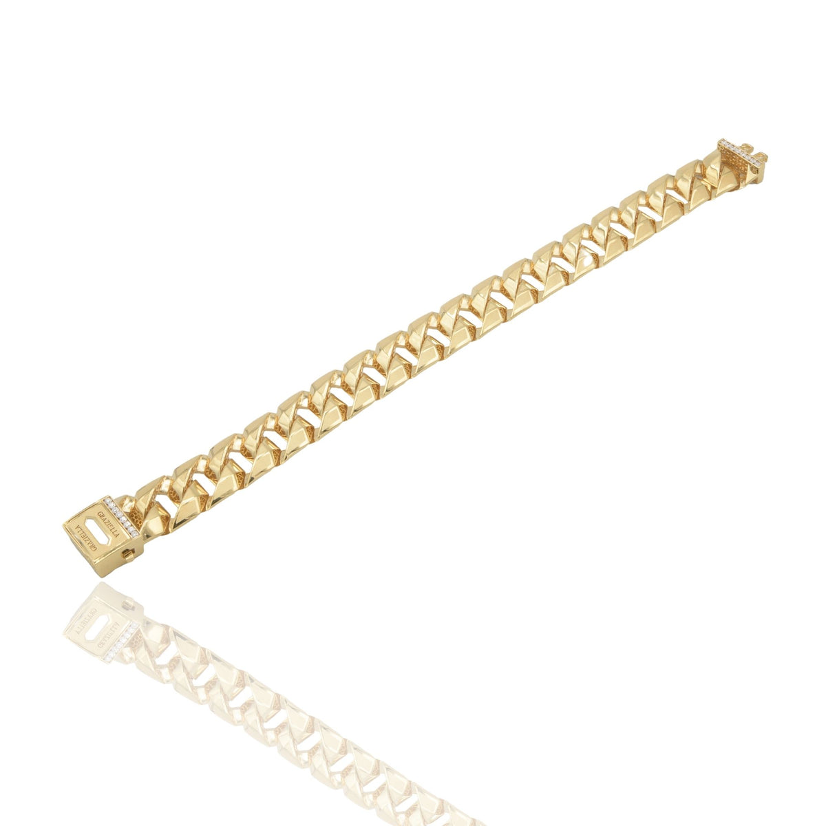 Bracciale Oro Giallo Oro 18 carati Groumette Vuota Maglia Squadrata  Solo Oro