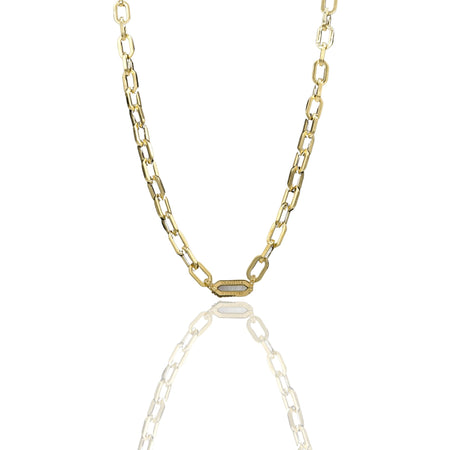 Collana Oro Giallo Oro 18 carati Catena  Squadrata Madreperla 1 mis.