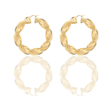 Orecchini Oro Giallo Oro 18 carati Cerchi Torchon   Solo Oro Spessore mm. 12 diametro interno  cm.6