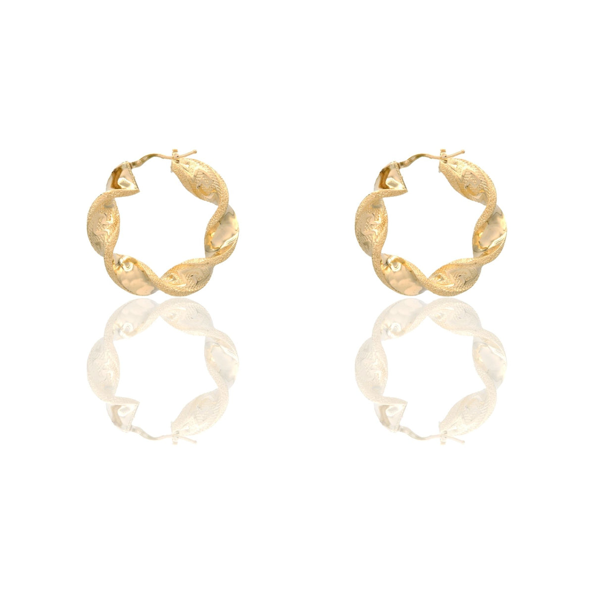 Orecchini Oro Giallo Oro 18 carati Cerchi Torchon Con Greca Solo Oro Spessore mm. 8 diametro interno  cm.3,5 