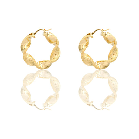 Orecchini Oro Giallo Oro 18 carati Cerchi Torchon Con Greca Solo Oro Spessore mm. 8 diametro interno  cm.7,5