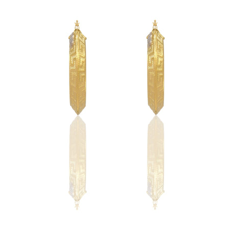 Orecchini Oro Giallo Oro Bianco Oro 18 carati Cerchi Greca Piramide Solo Oro Spessore mm.6 diametro interno  cm.3,5