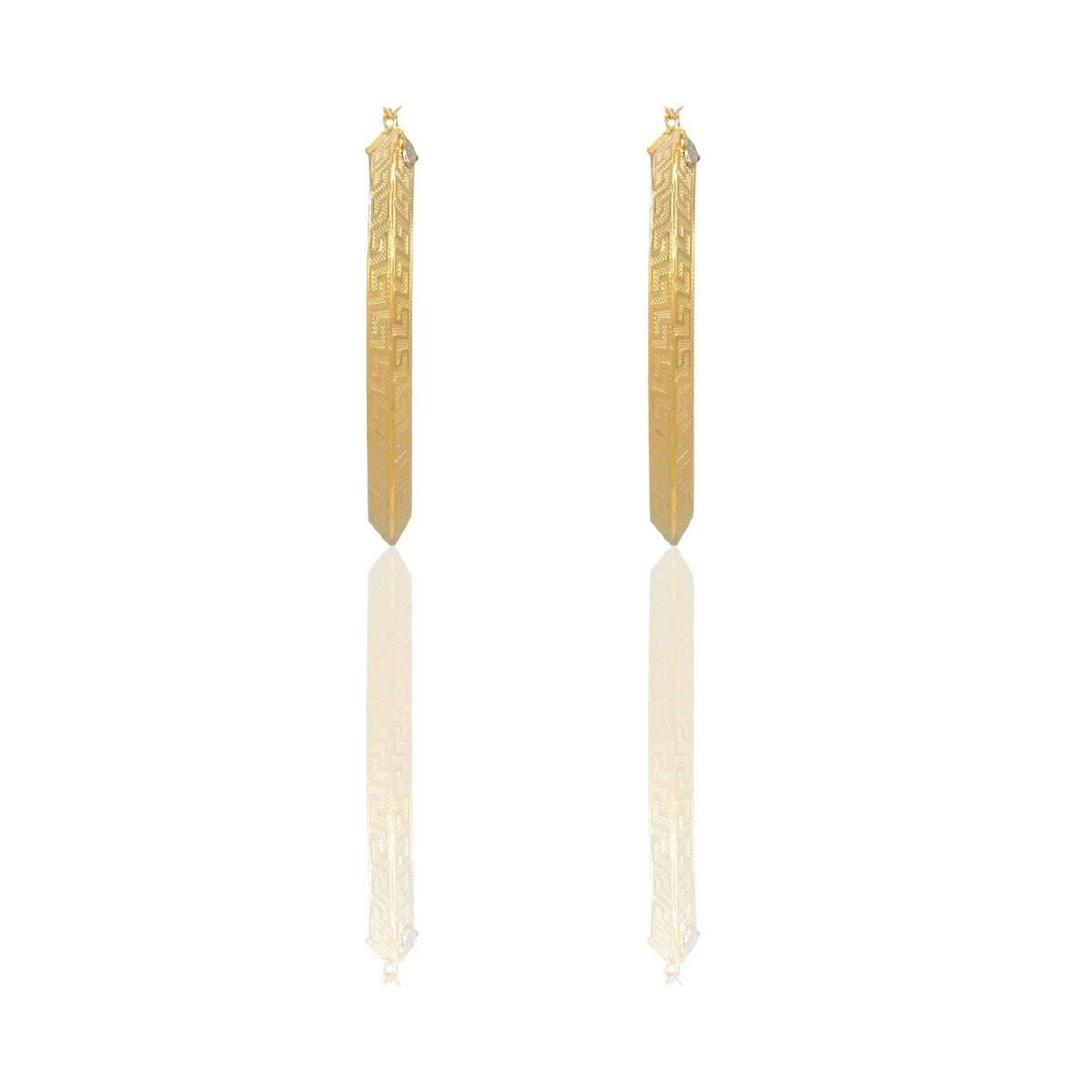 Orecchini Oro Giallo Oro Bianco Oro 18 carati Cerchi Greca Piramide Solo Oro Spessore mm.6 diametro interno  cm.5,5