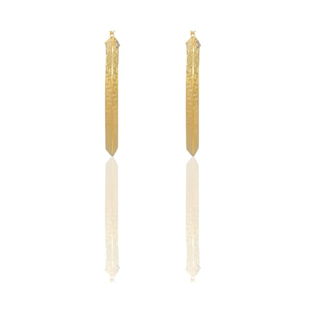 Orecchini Oro Giallo Oro Bianco Oro 18 carati Cerchi Greca Piramide Solo Oro Spessore mm.6 diametro interno  cm.5,5