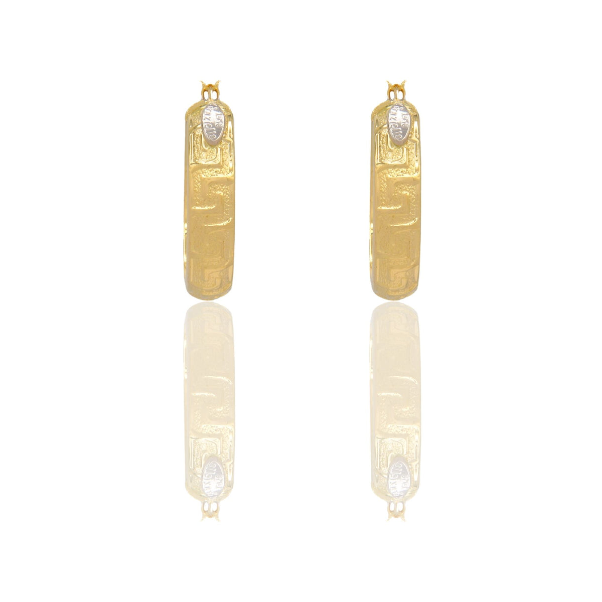 Orecchini Oro Giallo Oro Bianco Oro 18 carati Cerchi Bombati Solo Oro Spessore mm.6 diametro interno  cm.2,5