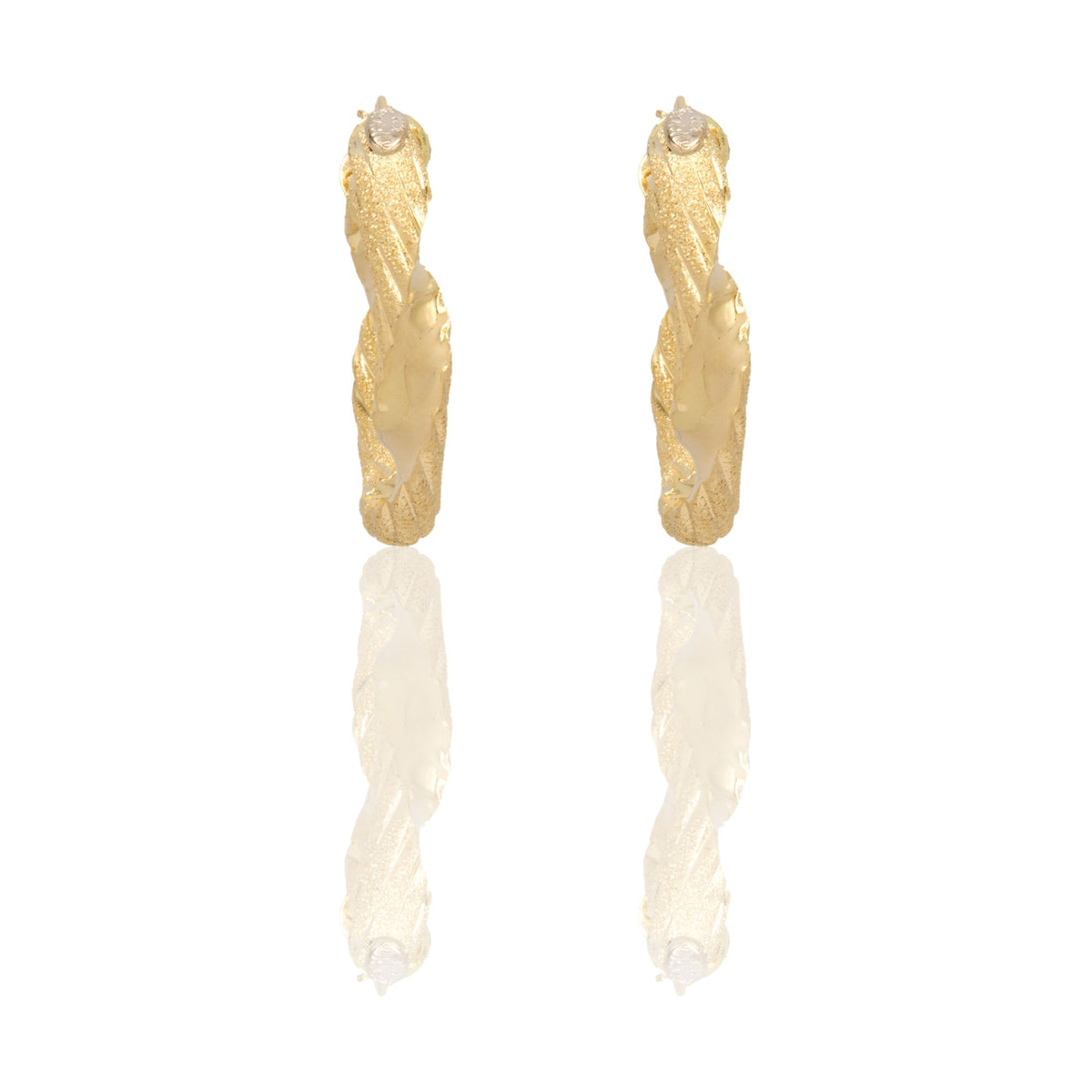 Orecchini Oro Giallo Oro Bianco Oro 18 carati Cerchi Intrecciati Solo Oro Spessore mm.6 diametro interno  cm.2,5