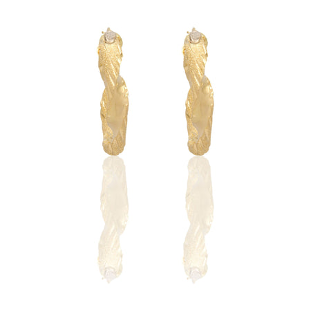 Orecchini Oro Giallo Oro Bianco Oro 18 carati Cerchi Intrecciati Solo Oro Spessore mm.6 diametro interno  cm.2,5
