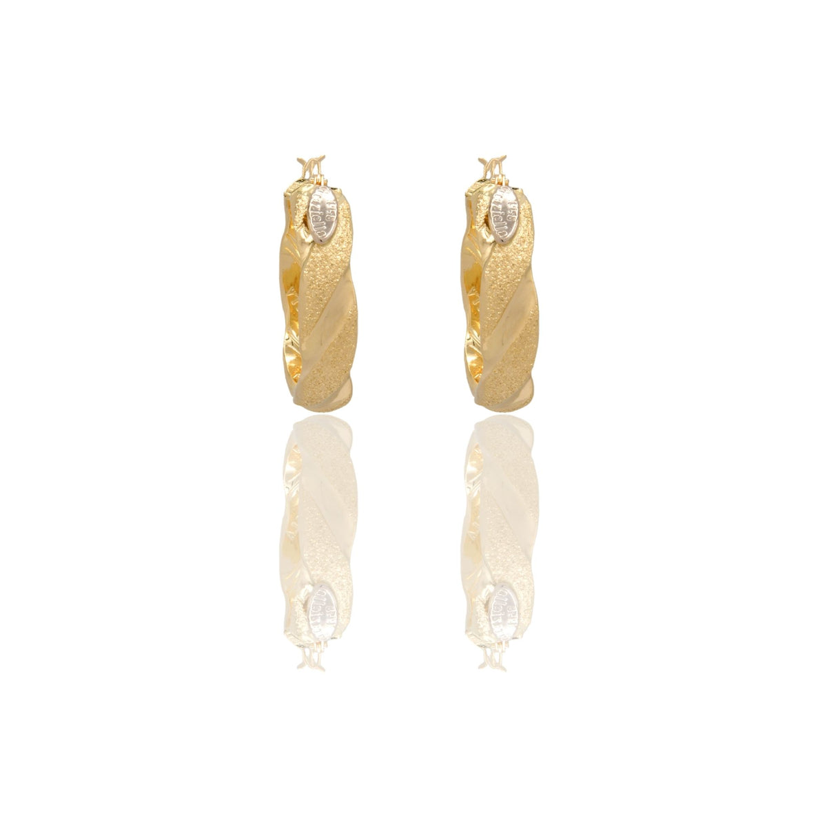 Orecchini Oro Giallo Oro Bianco Oro 18 carati Cerchi Squadrati  Solo Oro Spessore mm.6 diametro interno  cm.2,5