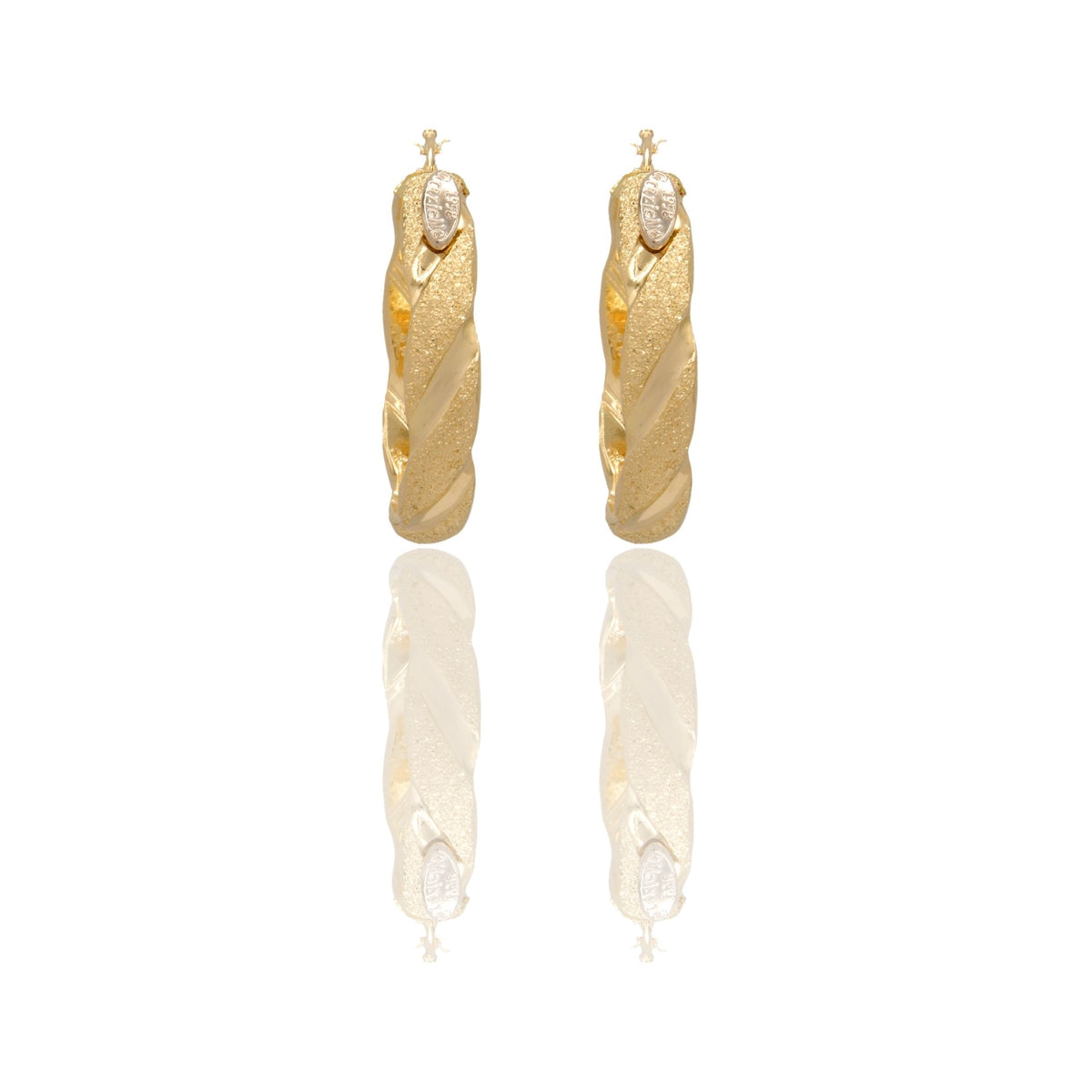 Orecchini Oro Giallo Oro Bianco Oro 18 carati Cerchi Squadrati  Solo Oro Spessore mm.6 diametro interno  cm.3