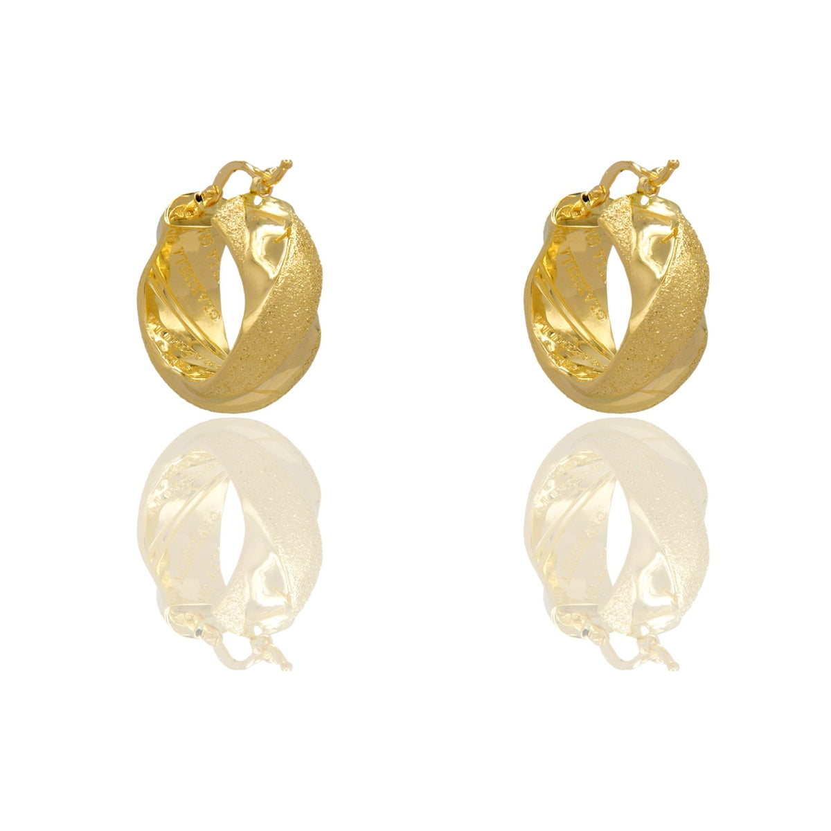 Orecchini Oro Giallo Oro Bianco Oro 18 carati Cerchi Bombati Solo Oro Spessore mm. 10 diametro interno  cm.2