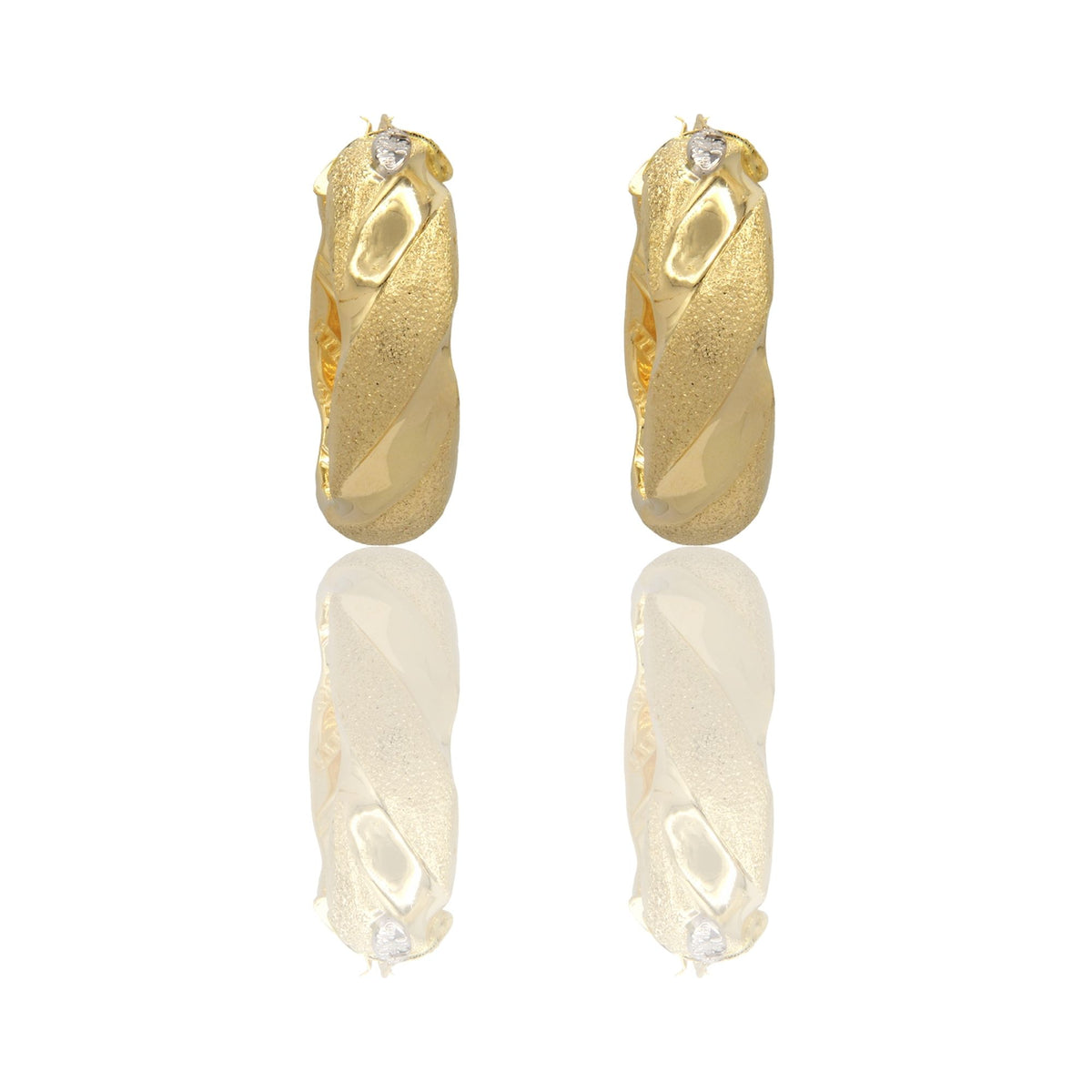Orecchini Oro Giallo Oro Bianco Oro 18 carati Cerchi Bombati Solo Oro Spessore mm.10 diametro interno  cm.3