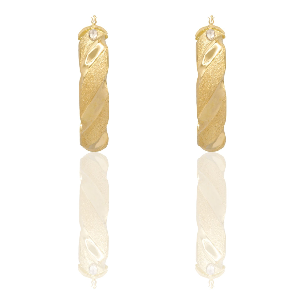 Orecchini Oro Giallo Oro Bianco Oro 18 carati Cerchi Bombati Solo Oro Spessore mm. 10 diametro interno  cm.4