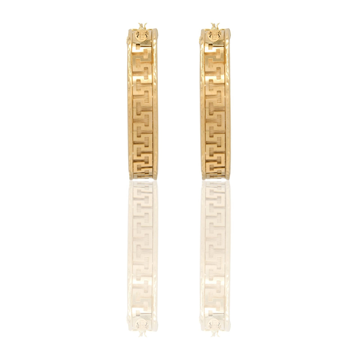 Orecchini Oro Giallo Oro 18 carati Cerchi Greca Intrecciati Solo Oro Spessore mm. 8 diametro interno  cm.4