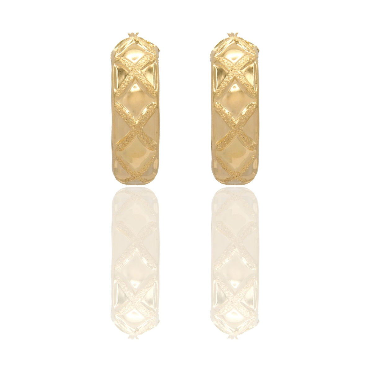 Orecchini Oro Giallo Oro 18 carati Cerchi Con Rombi  Solo Oro Spessore mm. 10 diametro interno  cm.3