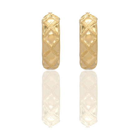 Orecchini Oro Giallo Oro 18 carati Cerchi Con Rombi  Solo Oro Spessore mm. 10 diametro interno  cm.3