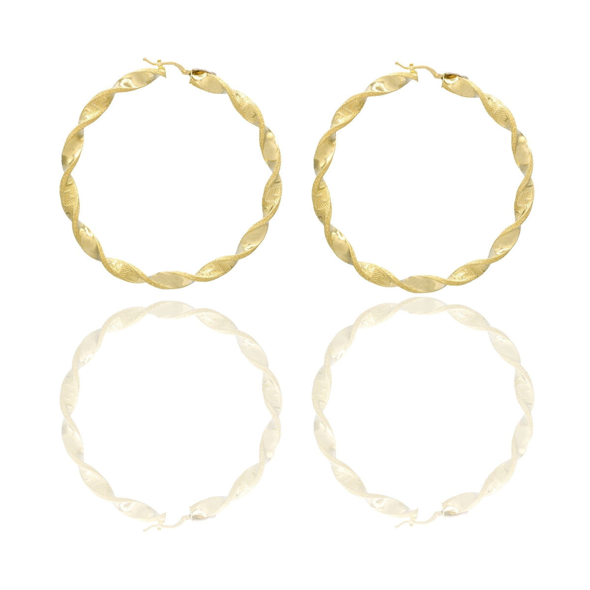 Orecchini Oro Giallo Oro 18 carati Cerchi Torchon Con Greca Solo Oro Spessore mm. 8 diametro interno  cm.4