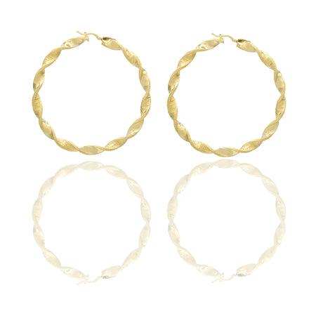 Orecchini Oro Giallo Oro 18 carati Cerchi Torchon Con Greca Solo Oro Spessore mm. 8 diametro interno  cm.4