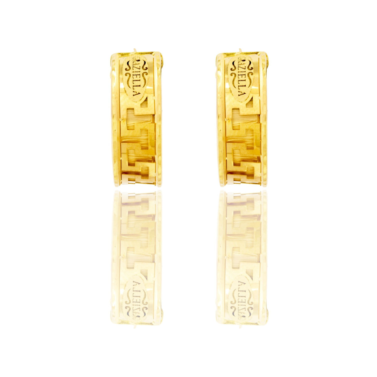 Orecchini Oro Giallo Oro 18 carati Cerchi Con Greca Solo Oro  diametro interno  cm.1,5