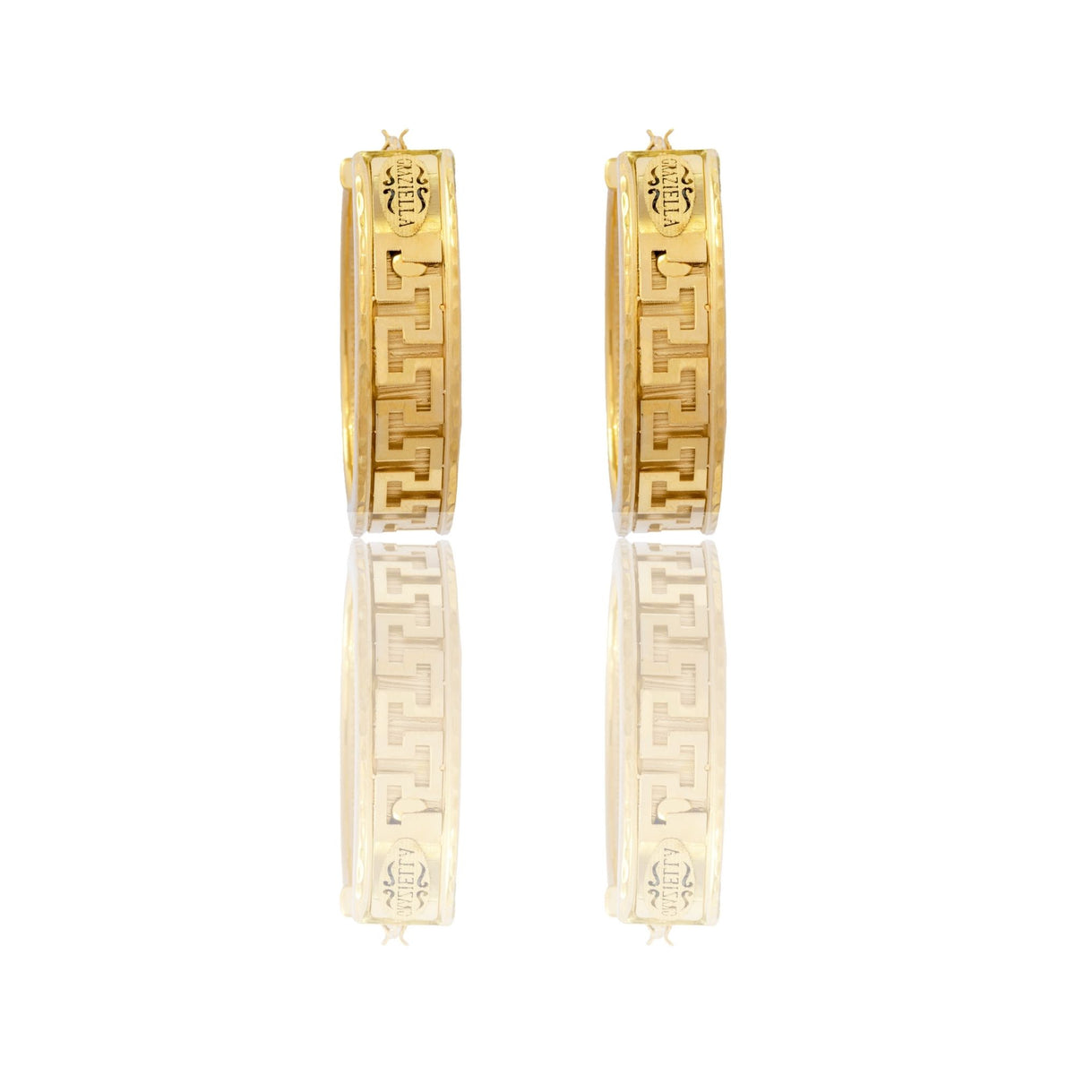 Orecchini Oro Giallo Oro 18 carati Cerchi Con Greca Solo Oro  diametro interno  cm.2,5