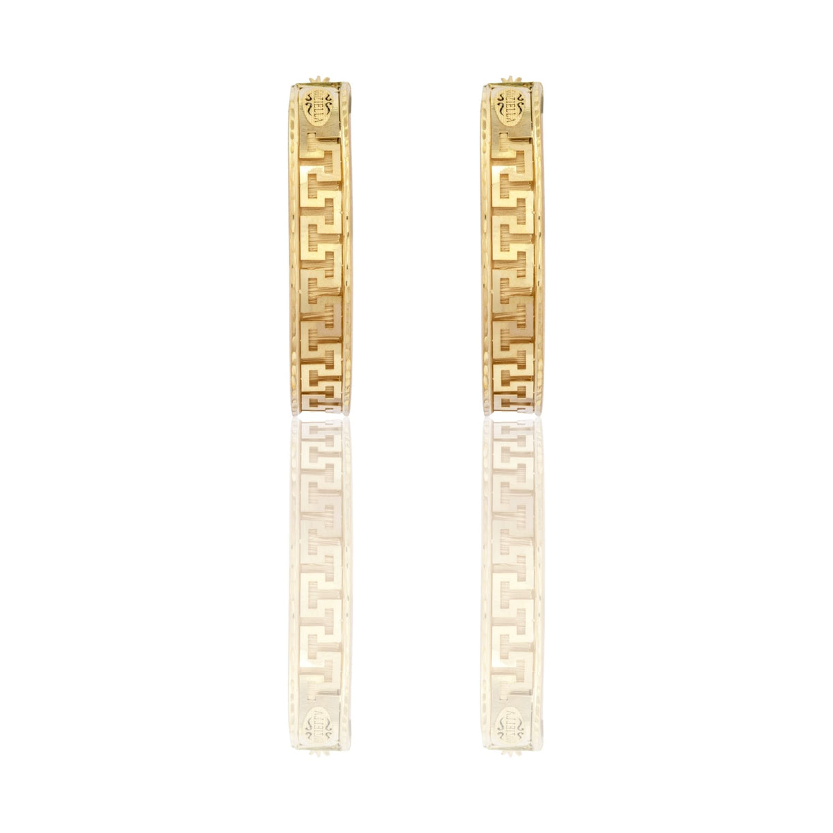 Orecchini Oro Giallo Oro 18 carati Cerchi Con Greca Solo Oro  diametro interno  cm.3,5