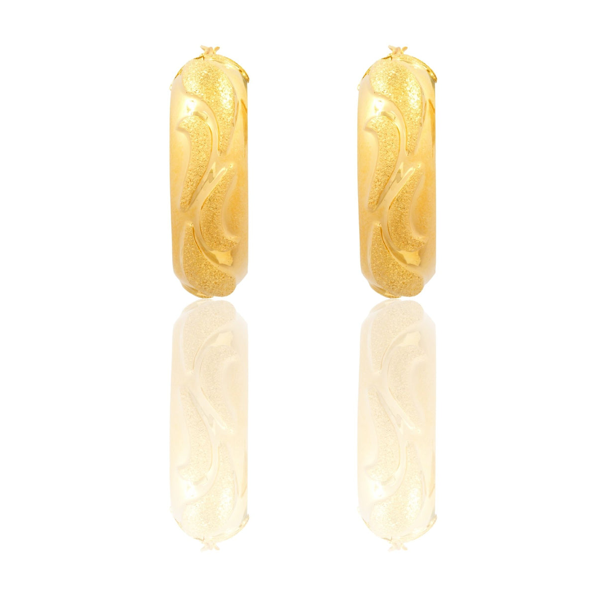 Orecchini Oro Giallo Oro 18 carati  Cerchi Con Onde  Solo Oro Spessore mm.10 diametro interno  cm.2,5