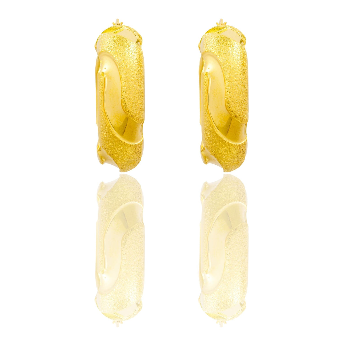 Orecchini Oro Giallo Oro 18 carati  Cerchi Con Onde  Solo Oro Spessore mm.10 diametro interno  cm.2,5