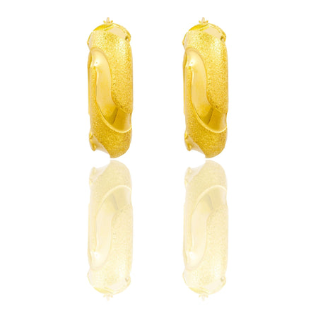 Orecchini Oro Giallo Oro 18 carati  Cerchi Con Onde  Solo Oro Spessore mm.10 diametro interno  cm.2,5