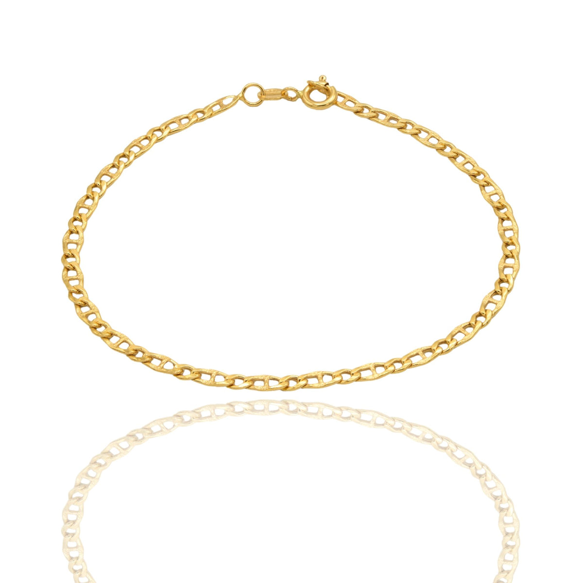 Bracciale Oro Giallo Oro 18 carati  Catena Maglia Marinara E Tonda Solo Oro cm. 20,5
