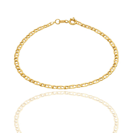 Bracciale Oro Giallo Oro 18 carati  Catena Maglia Marinara E Tonda Solo Oro cm. 20,5