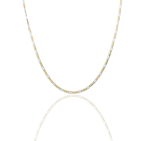 Collana Oro Giallo Oro Bianco Oro 18 carati Catena Maglia  Maglie Ovali E Tonde Solo Oro cm.50