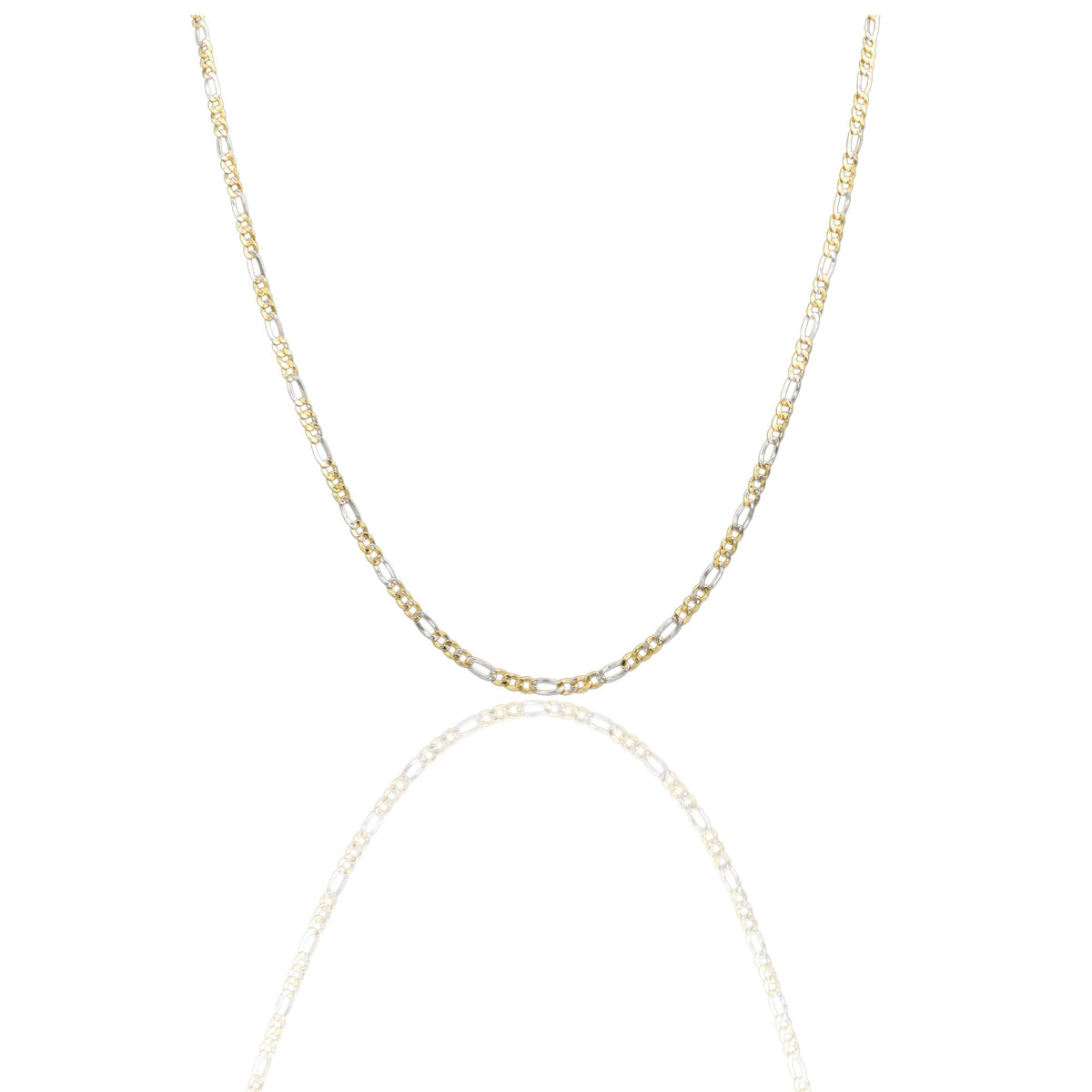Collana Oro Giallo Oro Bianco Oro 18 carati Catena Piatta Solo Oro cm.50
