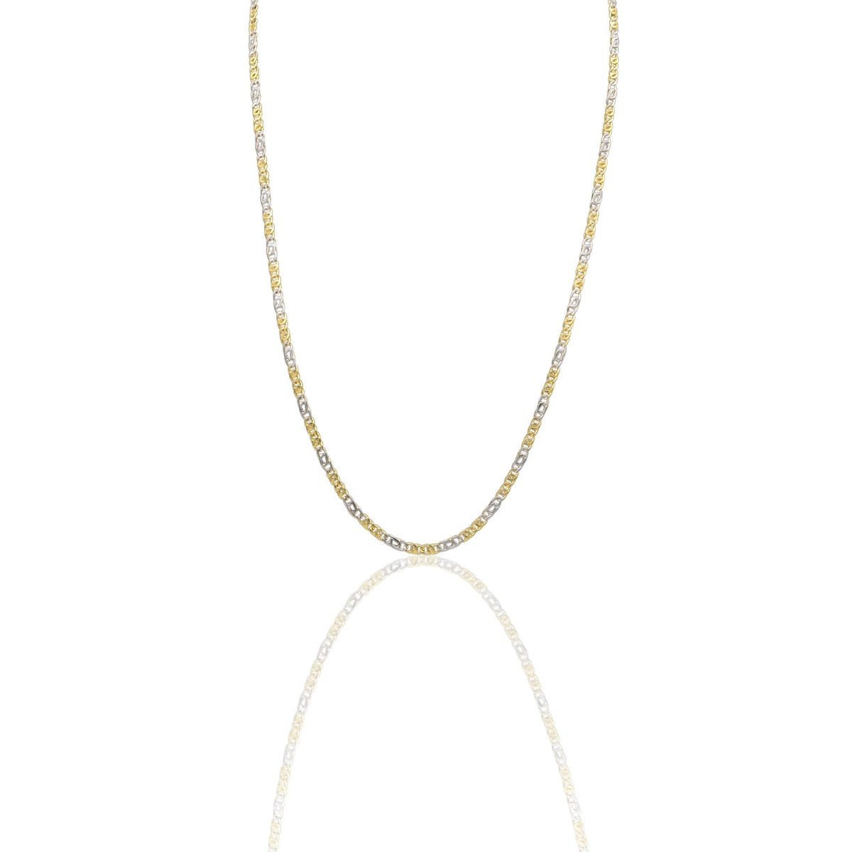 Collana Oro Giallo Oro Bianco Oro 18 carati Catena Maglia  Intrecciata Solo Oro cm.50