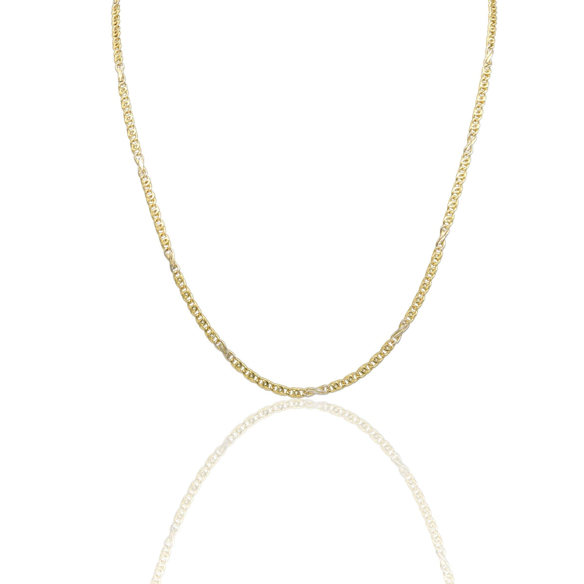 Collana Oro Giallo, Oro Bianco Oro 18 carati Catena Piatta Solo Oro cm.60