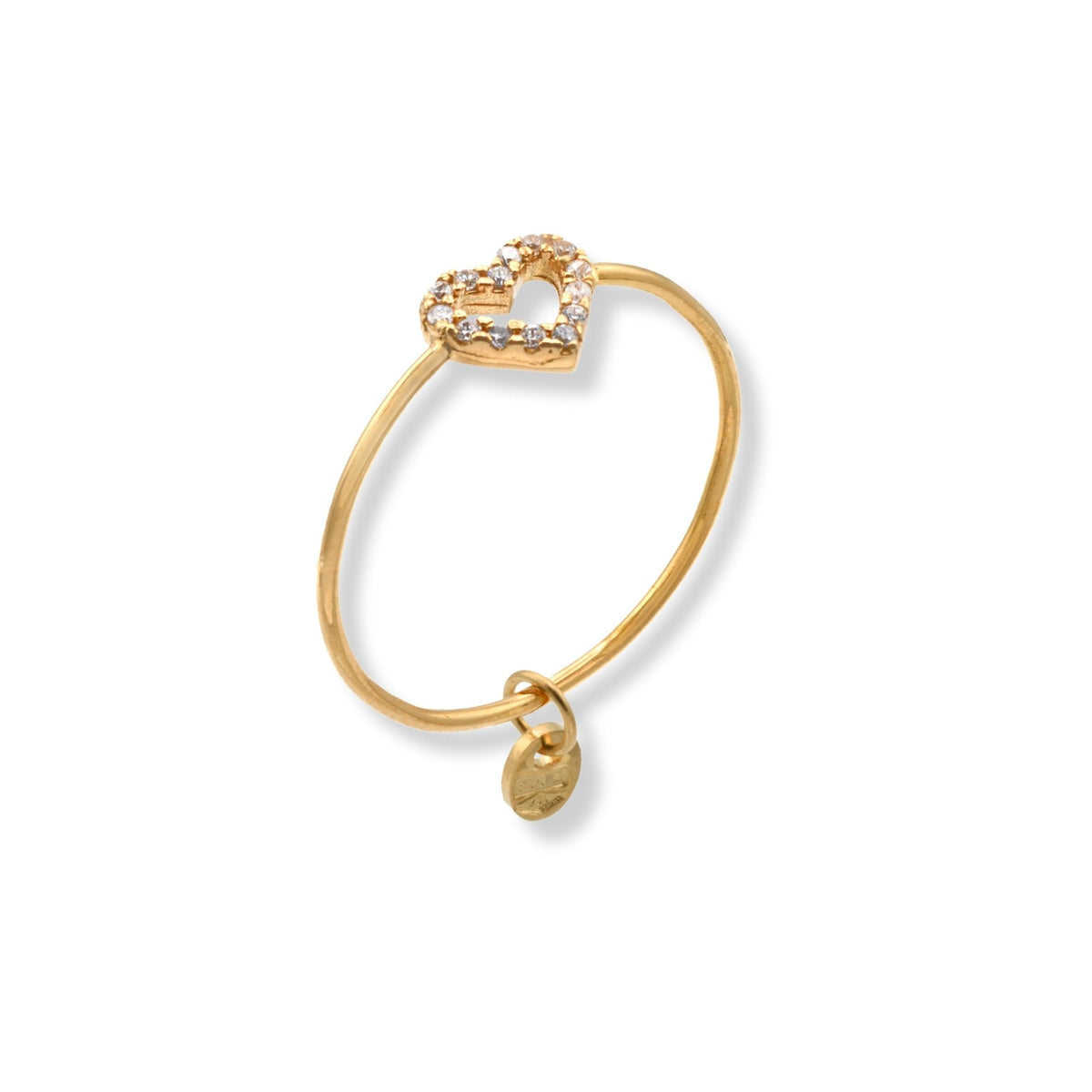 Anello Oro Giallo Oro 18 carati Sagoma Cuore  Zirconi Bianchi spessore gambo 1 mm , spessore pietra 6