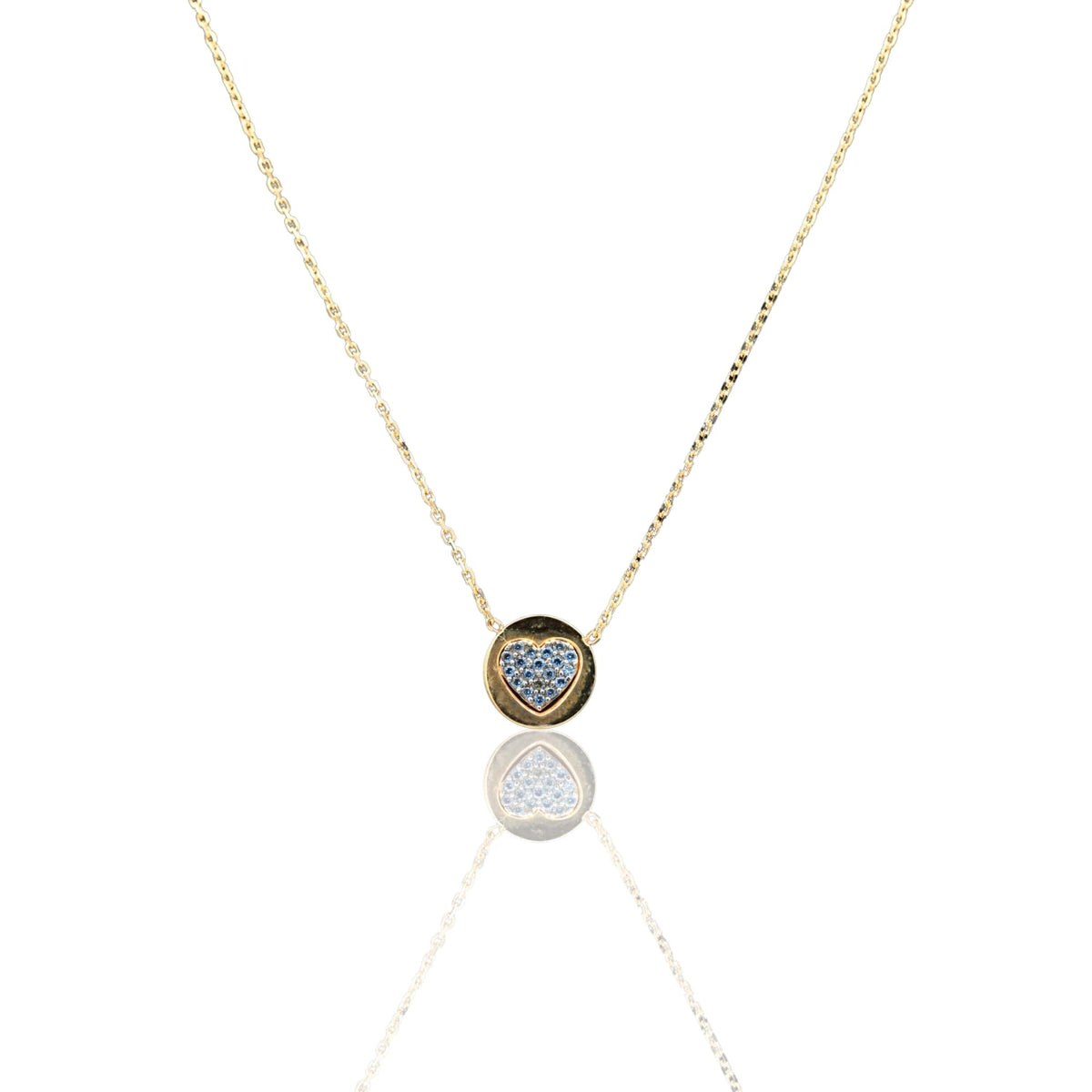 Collana Oro Giallo Oro 18 carati Catenina rolò cuore pavè Zirconi Bianchi cm.43