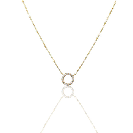 Collana Oro Giallo Oro 18 carati Catenina rolò Sagoma Cerchio Zirconi Bianchi cm.43