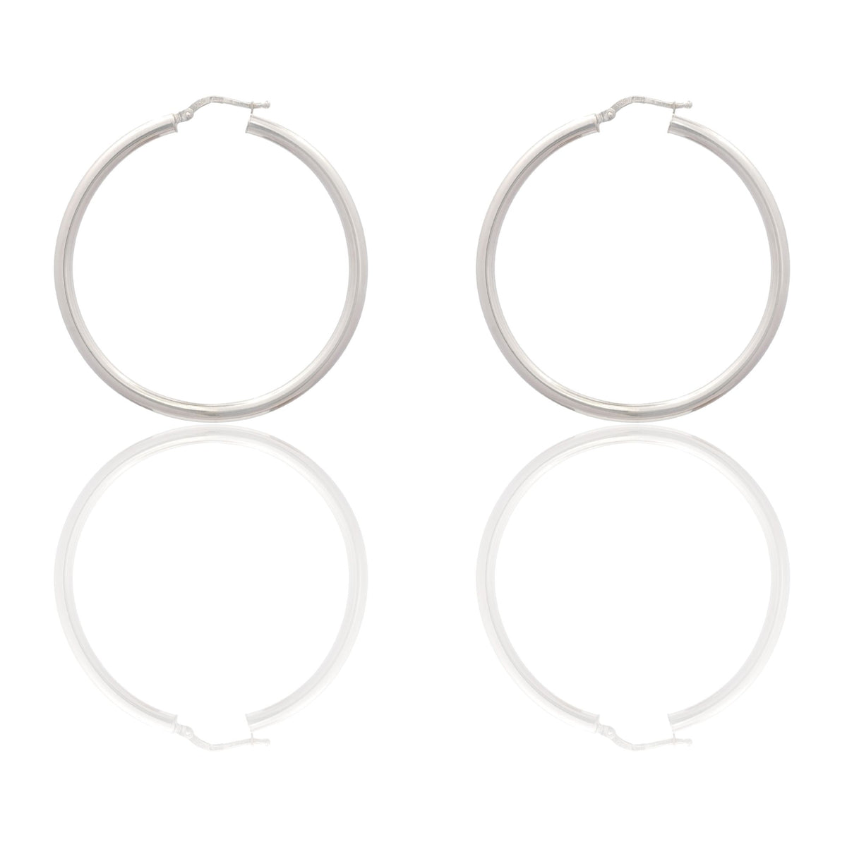Orecchini Oro Bianco Oro 18 carati Cerchio Solo Oro Spessore mm. 2,5 diametro interno cm.4