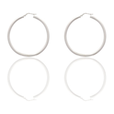 Orecchini Oro Bianco Oro 18 carati Cerchio Solo Oro Spessore mm. 2,5 diametro interno cm.4