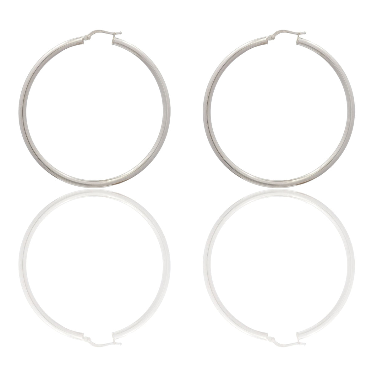 Orecchini Oro Bianco Oro 18 carati Cerchio Solo Oro Spessore mm. 2,5 diametro interno cm.5