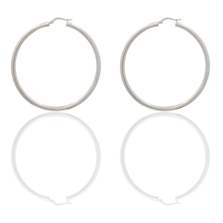Orecchini Oro Bianco Oro 18 carati Cerchio Solo Oro Spessore mm. 2,5 diametro interno cm.5