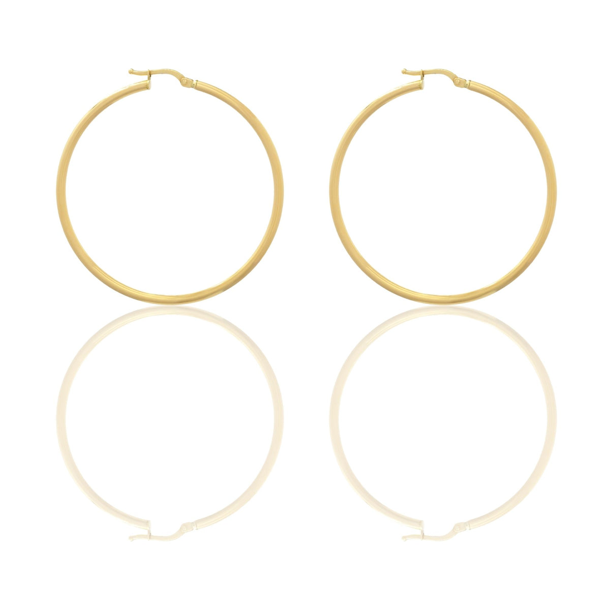 Orecchini Oro Giallo Oro 18 carati Cerchio  Solo Oro Spessore mm. 2 diametro interno cm.4