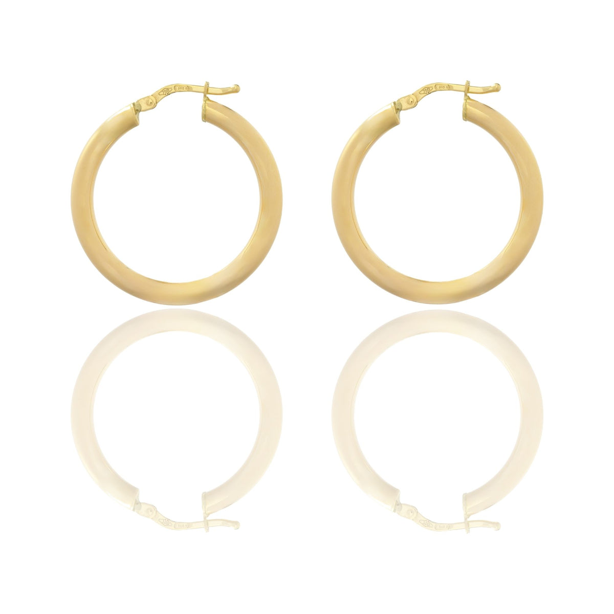 Orecchini Oro Giallo Oro 18 carati Cerchio  Solo Oro Spessore mm. 3 diametro interno cm.2.5