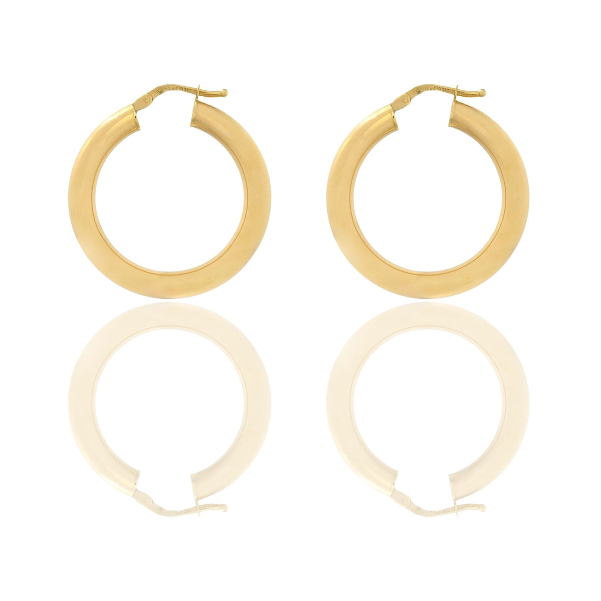 Orecchini Oro Giallo Oro 18 carati Cerchio  Solo Oro Spessore mm. 4 diametro interno cm.2.5