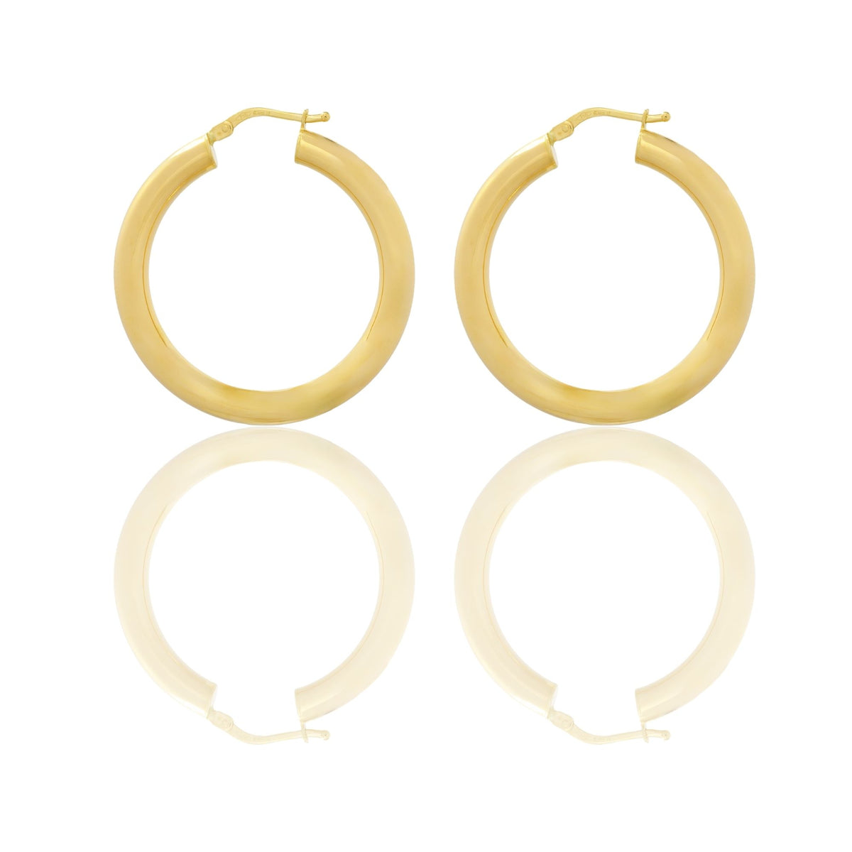 Orecchini Oro Giallo Oro 18 carati Cerchio  Solo Oro Spessore mm. 4 diametro interno cm.3