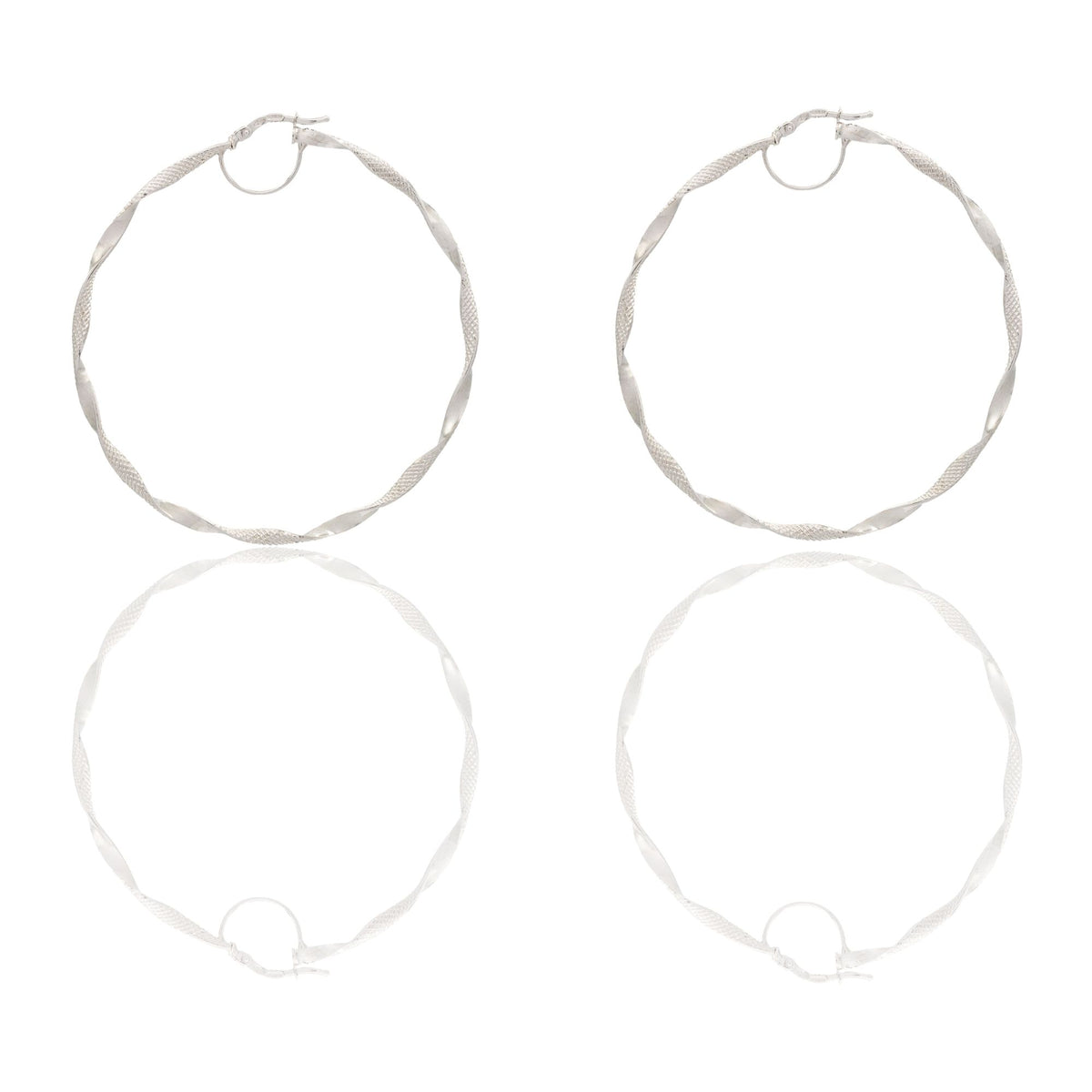 Orecchini Oro Bianco Oro 18 carati Cerchio  Solo Oro Spessore mm. 2 diametro interno cm.5,50