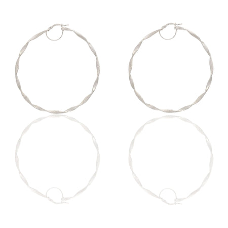 Orecchini Oro Bianco Oro 18 carati Cerchio  Solo Oro Spessore mm. 2 diametro interno cm.5,50