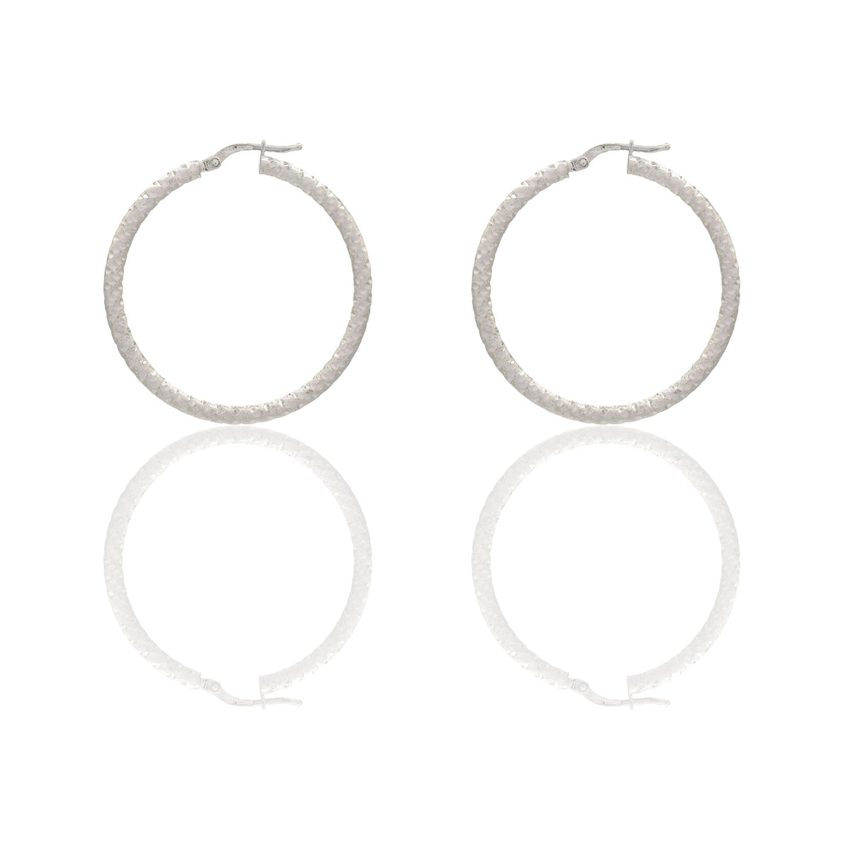 Orecchini Oro Bianco Oro 18 carati Cerchio  Solo Oro Spessore mm. 2 diametro interno cm.3