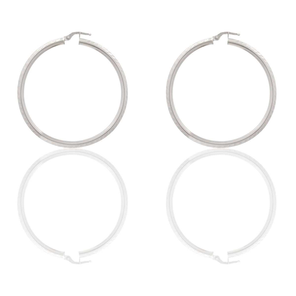 Orecchini Oro Bianco Oro 18 carati Cerchio  Solo Oro Spessore mm. 3 diametro interno cm.4,5